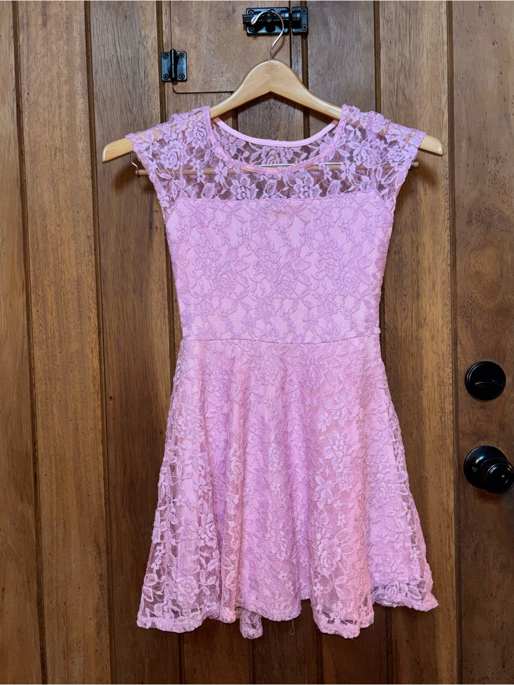 Pink Lace Fit & Flare Dress